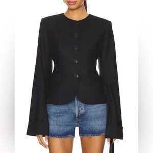 EAVES Tala Blazer in Black Wool Cuffed Classic Structured XL Jacket $395